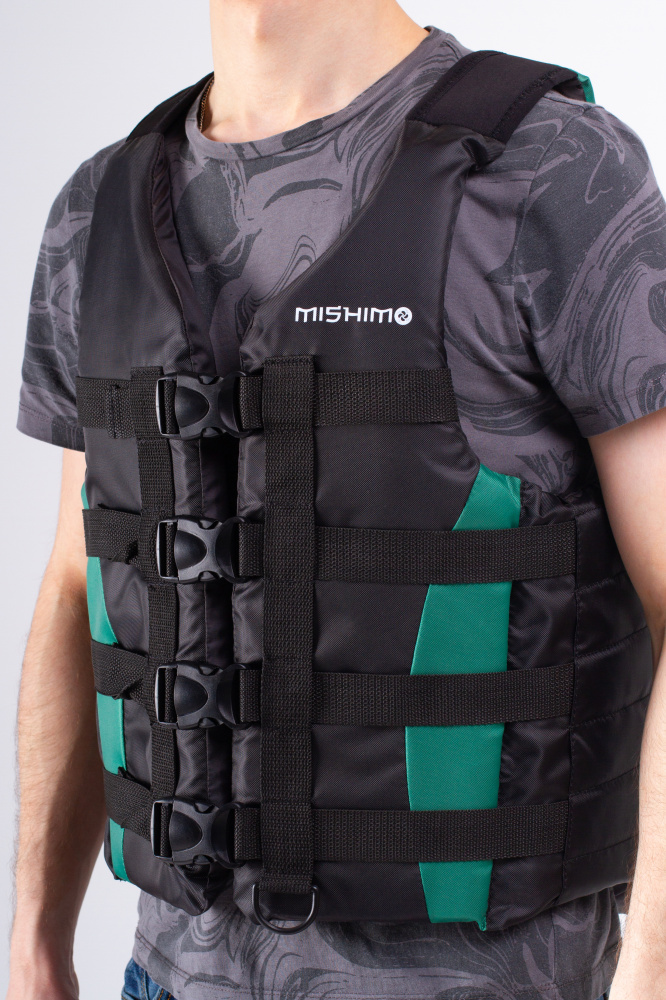 Жилет спасательный MISHIMO PRO Премиум качества Черно-зеленый в Норильске