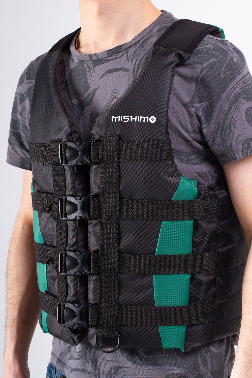 Жилет спасательный MISHIMO PRO Премиум качества Черно-зеленый в Норильске